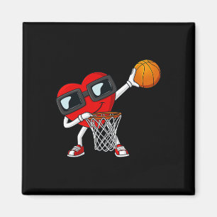 Valentines Day Dabbing Heart Holding A Basketball  Magnet