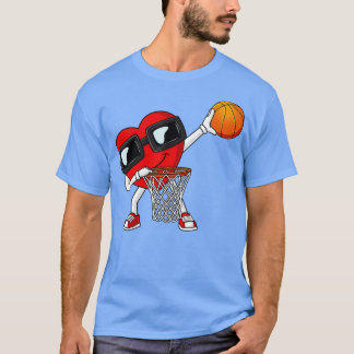 Valentines Day Dabbing Heart Holding A Basketball  T-Shirt
