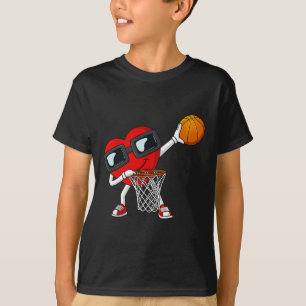 Valentines Day Dabbing Heart Holding A Basketball T-Shirt