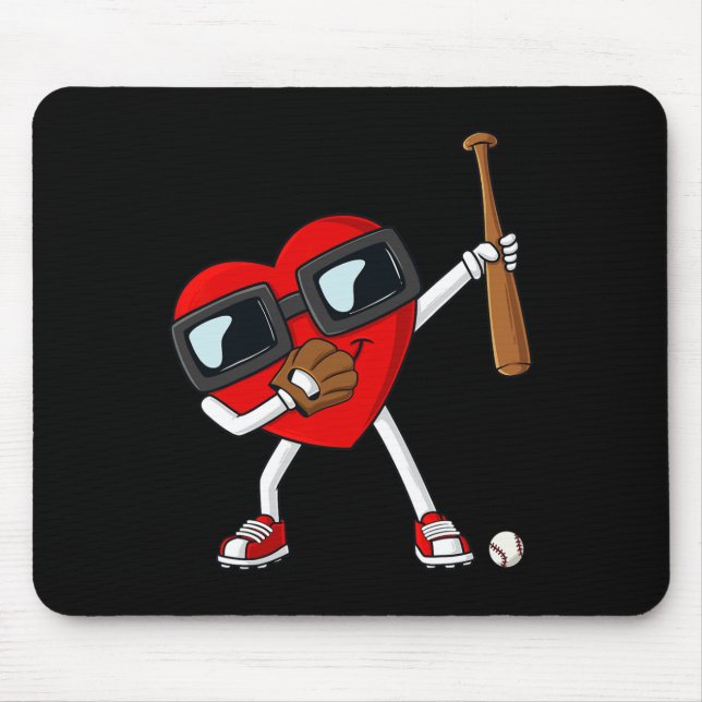Valentines Day Dabbing Heart With Baseball Bat Boy Mouse Mat (Front)