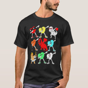 Valentines Day Dabbing Hearts Cupid Rex Dino Dab B T-Shirt