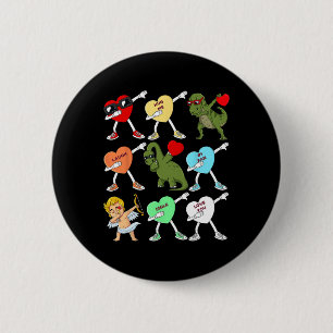 Valentines Day Dabbing Hearts Cupid T Rex Dino Dab 6 Cm Round Badge