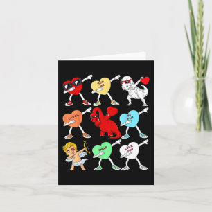 Valentines Day Dabbing Hearts Cupid T Rex Dino Dab Card