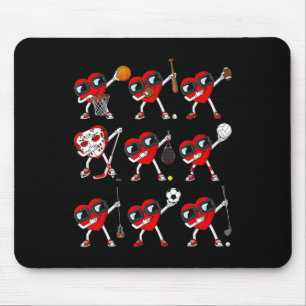 Valentines Day Dabbing Hearts Sports Player Dab Bo Mouse Mat