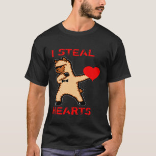 Valentines Day Dabbing Llama I Steal Hearts Dance T-Shirt