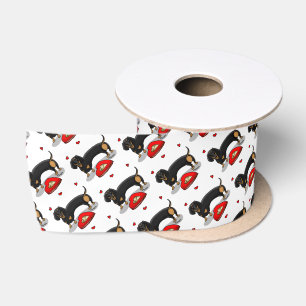 Valentine's Day Dachshund (black & tan) - Cute dog Satin Ribbon