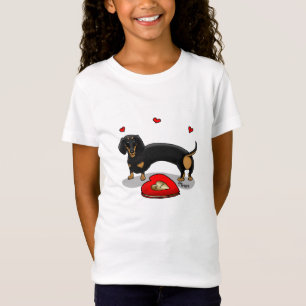Valentine's Day Dachshund (black & tan) - Cute dog T-Shirt