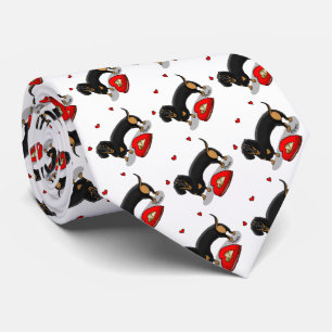 Valentine's Day Dachshund (black & tan) - Cute dog Tie
