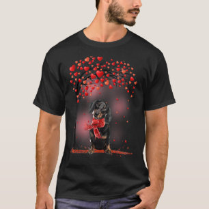 Valentines Day Dachshund Dog Tree Heart Puppy Dog T-Shirt