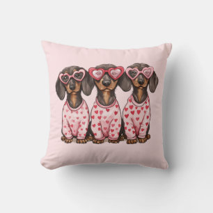 Valentines Day Dachshund Dogs Cushion