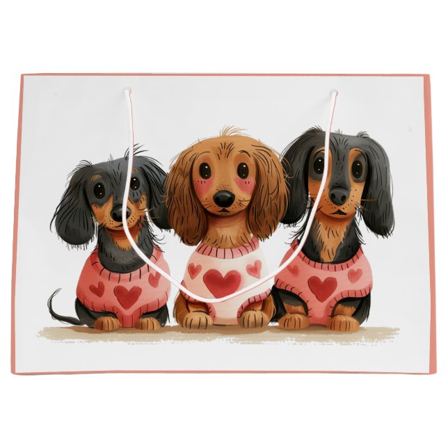 Valentines Day Dachshund Dogs Large Gift Bag (Front)