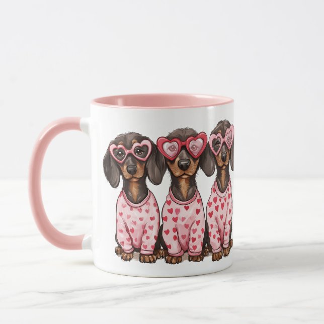 Valentines Day Dachshund Dogs Mug (Left)