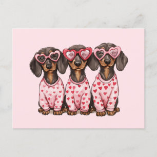 Valentines Day Dachshund Dogs Postcard