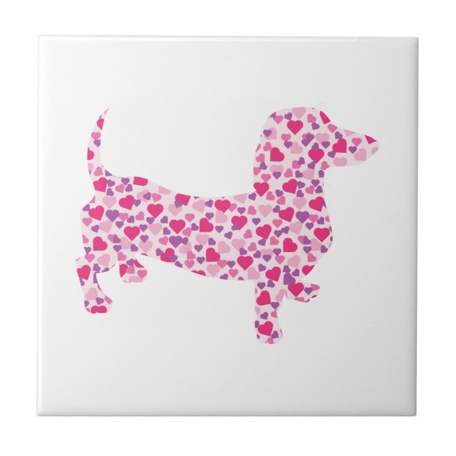 Valentine's Day Dachshund Tile (Front)