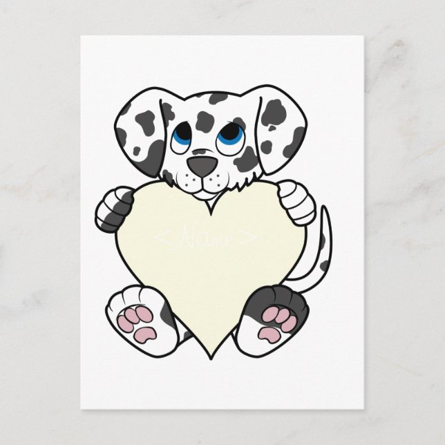 Valentine's Day Dalmatian Dog with Cream Heart Holiday Postcard (Front)