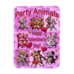 Valentine's Day Dancing Couples "Party Animals" Magnet