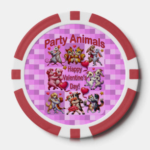 Valentine's Day Dancing Couples "Party Animals" Poker Chips