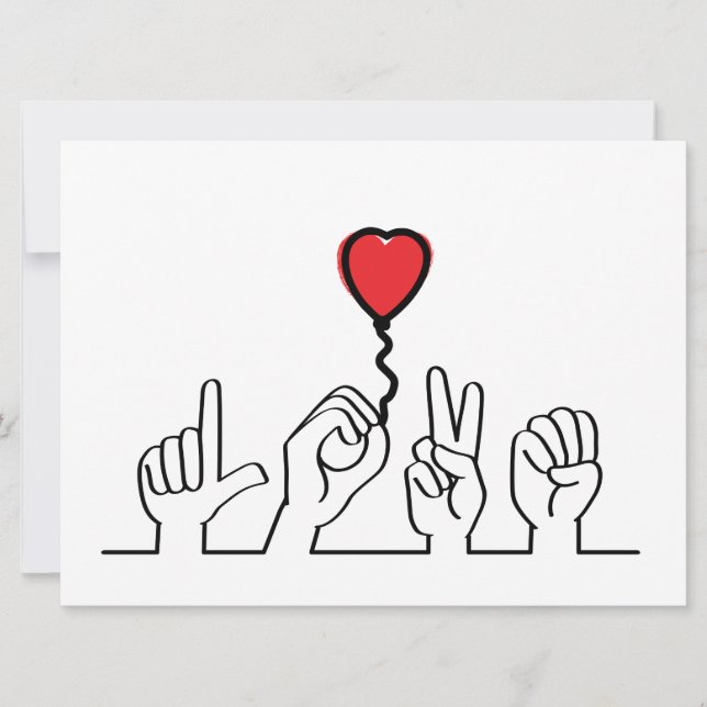 Valentine's Day. Deaf, sign-language love — love. (Front)