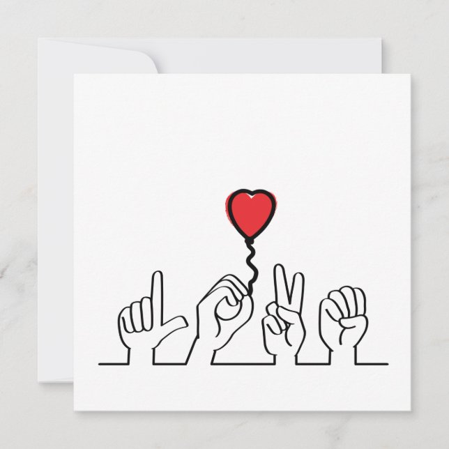 Valentine's Day. Deaf, sign-language love — love. (Front)