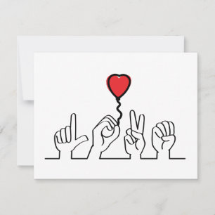 Valentine's Day. Deaf, sign-language love — love. Card