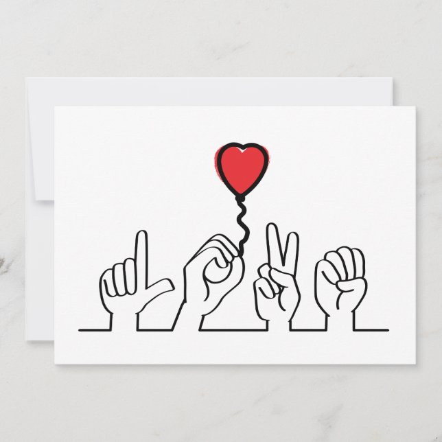 Valentine's Day. Deaf, sign-language love — love. Card (Front)