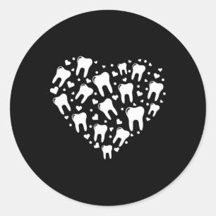 Valentine's Day Dentist Dental Hygienist Heart Too Classic Round Sticker