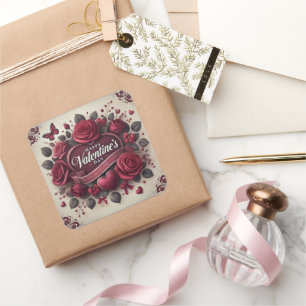 Valentine's Day Design With Roses and Heart Square Sticker