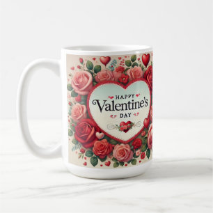 Valentine's Day Design with Roses and Hearts Coffee Mug