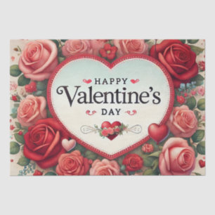 Valentine's Day Design with Roses and Hearts Tissue Paper