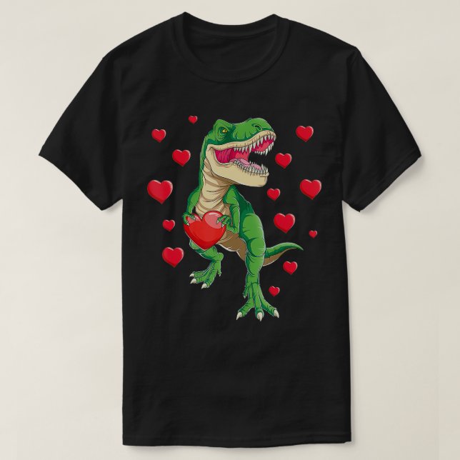 Valentines Day Dinosaur Gift Love Heart Tre Gift B T-Shirt (Design Front)