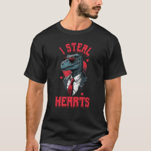 Valentine's Day Dinosaur I Steal Hearts Boys Men L T-Shirt