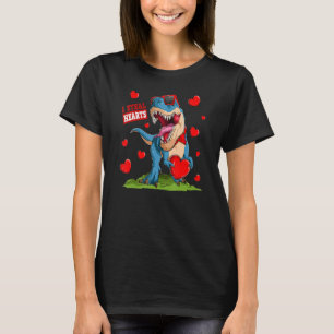 Valentines Day Dinosaur I Steal Hearts Boys Men Lo T-Shirt