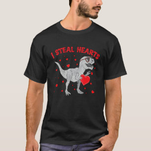 Valentines Day Dinosaur I Steal Hearts Boys Men Lo T-Shirt