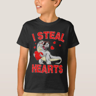 Valentines Day Dinosaur I Steal Hearts Boys Men Lo T-Shirt
