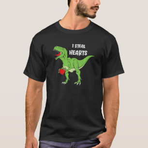 Valentines Day Dinosaur I Steal Hearts Boys Men Lo T-Shirt