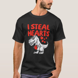 Valentines Day Dinosaur I Steal Hearts Boys Men Lo T-Shirt