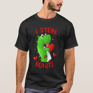 Valentines Day Dinosaur I Steal Hearts Kids Love r T-Shirt
