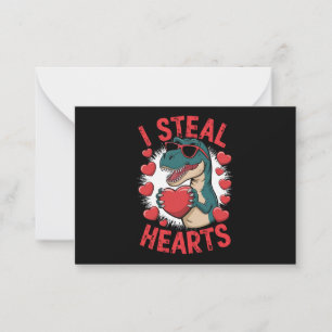 Valentines Day Dinosaur I Steal Hearts Love T rex Card