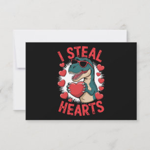 Valentines Day Dinosaur I Steal Hearts Love T rex Thank You Card