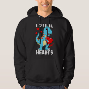 Valentines Day Dinosaur Kids I Steal Hearts Cute B Hoodie