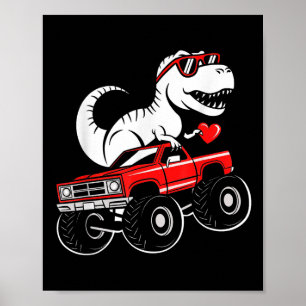 Valentines Day Dinosaur Monster Truck Boys Kids To Poster