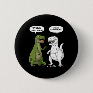 Valentines Day Dinosaur T Rex Fun Hearts Girls Boy 6 Cm Round Badge