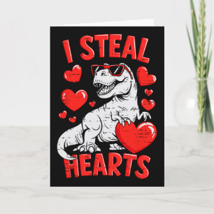 Valentines Day Dinosaur T Rex Heart Teens Boys Gir Card