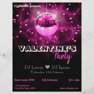 Valentine's Day Disco Ball - Party Flyer