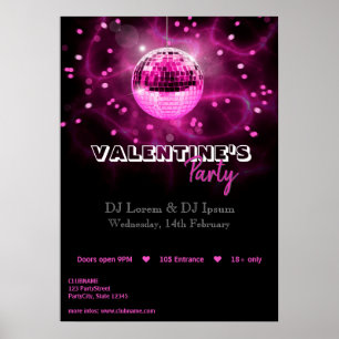 Valentine's Day Disco Ball - Party Poster Print