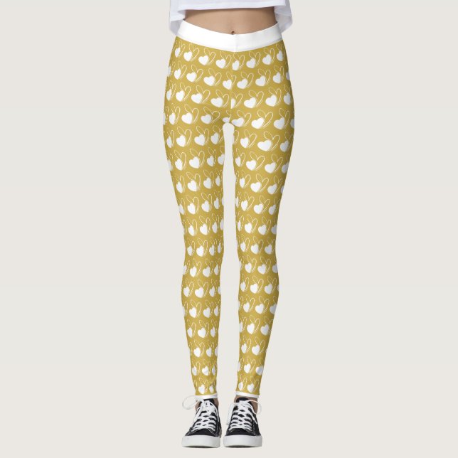 Valentine's Day Distorted Tilted Hearts Leggings (Front)