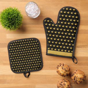 Valentine's Day Distorted Tilted Hearts Oven Mitt & Pot Holder Set