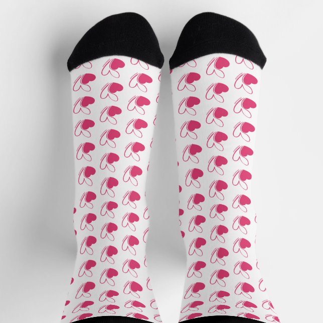 Valentine's Day Distorted Tilted Hearts Socks (Top)