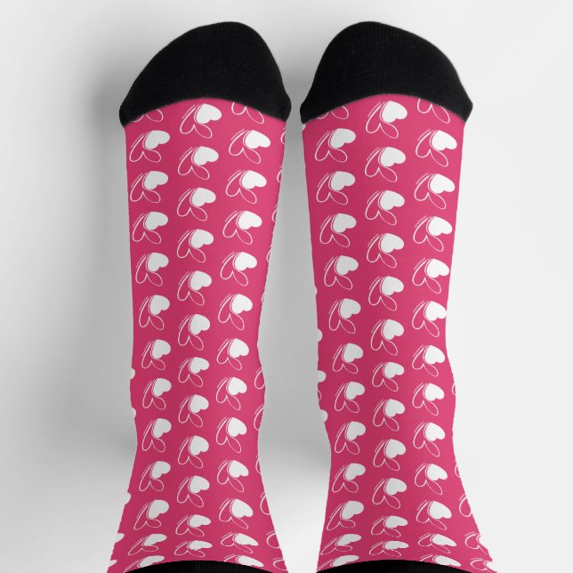 Valentine's Day Distorted Tilted Hearts Socks (Top)