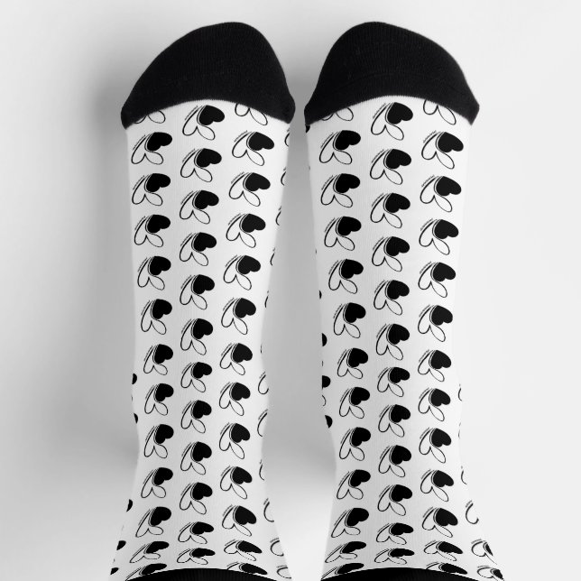 Valentine's Day Distorted Tilted Hearts Socks (Top)